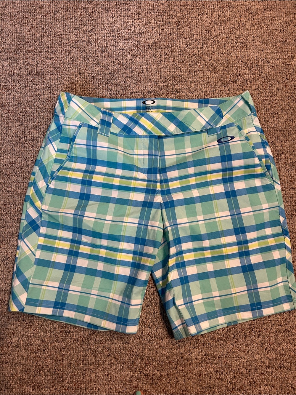 Oakley Women's Plaid Golf Bermudas - Blue, Green, White